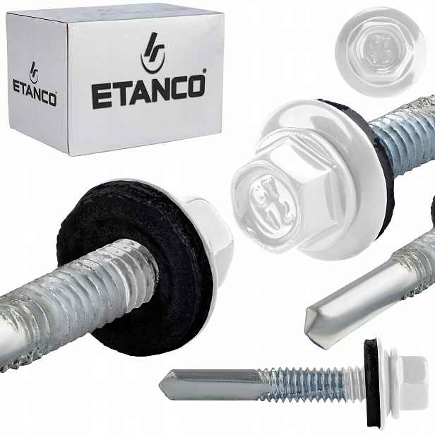 Samovrtné šrouby do kovu 12 mm 5,5 x 35 mm Ral 9010 250 Ks Etanco GT12 Z14