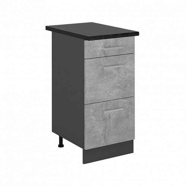 Vicco SPODNÍ SKŘÍŇKA KUCHYŇSKÉ LINKY R-Line Beton 40 cm se zásuvkami, PD Antracit