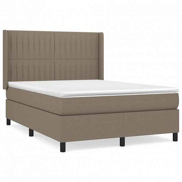 vidaXL Box spring postel s matrací taupe 140x190 cm textil