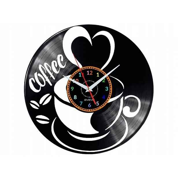 Coffee Dekorativní Nástěnné Hodiny Moderní Vinylová Deska Jako Dárek