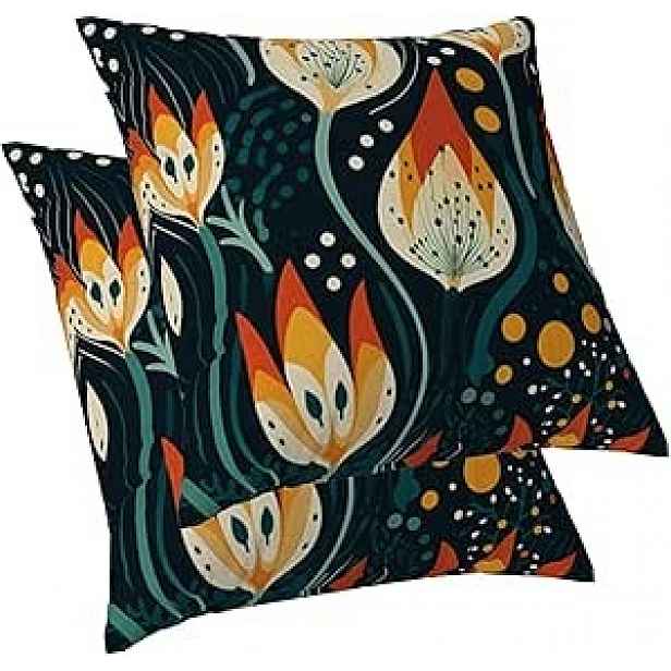Dekorativní Povlaky S Květinami 60 x 60 CM – Sada 2 Kusů