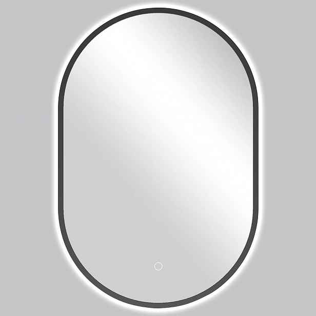 Koupelnové LED zrcadlo Balzo, kovový rám - černá matná - 55x100 cm