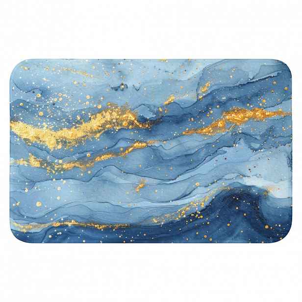 OnlyWow KOUPELNOVÁ PŘEDLOŽKA Akvarel - modrá - umění - zlatá - luxusní - moderní 60x40 cm