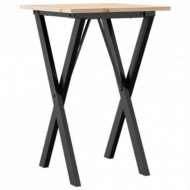 vidaXL Jídelní stůl s X rámem 50 x 50 x 75 cm borové dřevo a ocel