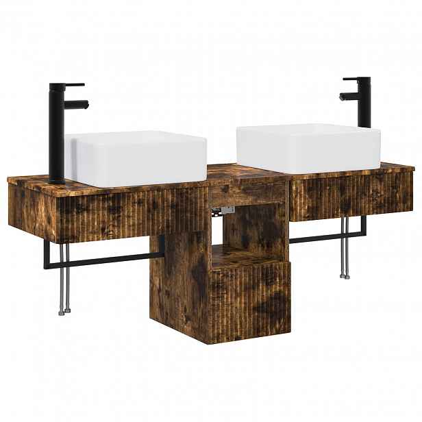 vidaXL Sada koupelnových skříněk 3 ks Kouřový dub 136 x 35 x 80 cm