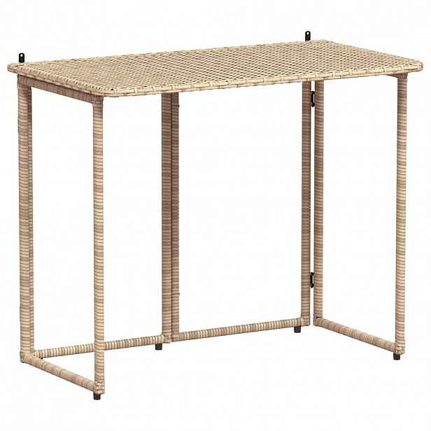 vidaXL Skládací zahradní stůl béžový 90x51x75 cm Poly ratan