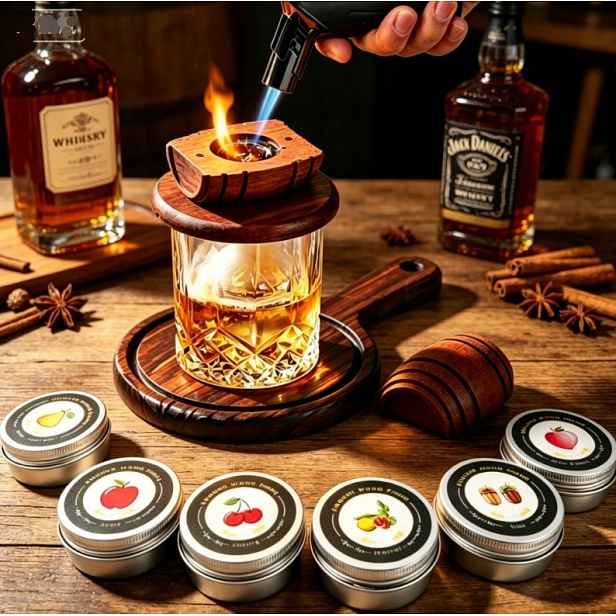 Smoker Sada Na Uzení Whisky Dřevěné Nápoje Dárek Pro Chlapce