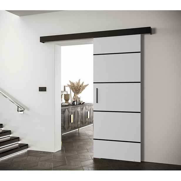 Posuvné dveře s černým úchytem SALOME 4 - 70 cm, bílé / černé