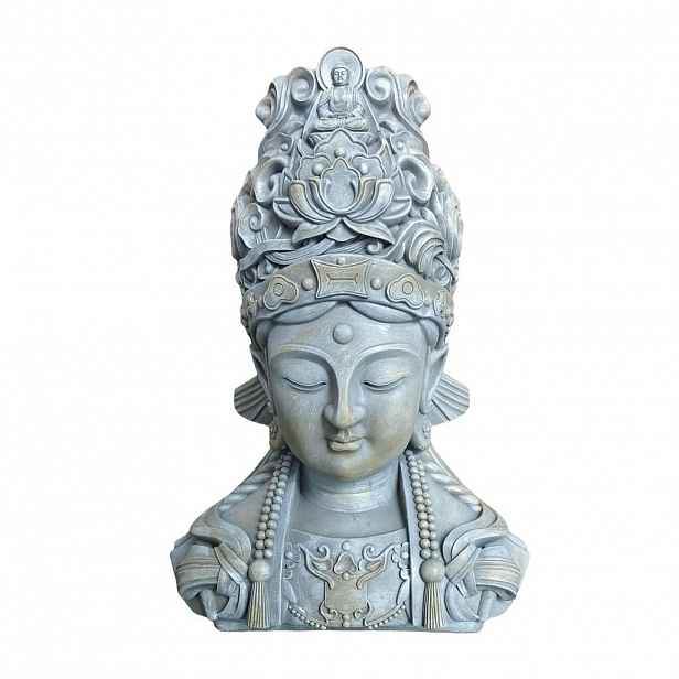 Relaxdays BUSTA Světle šedá Béžová Polyresin Kamenný vzhled 44 cm