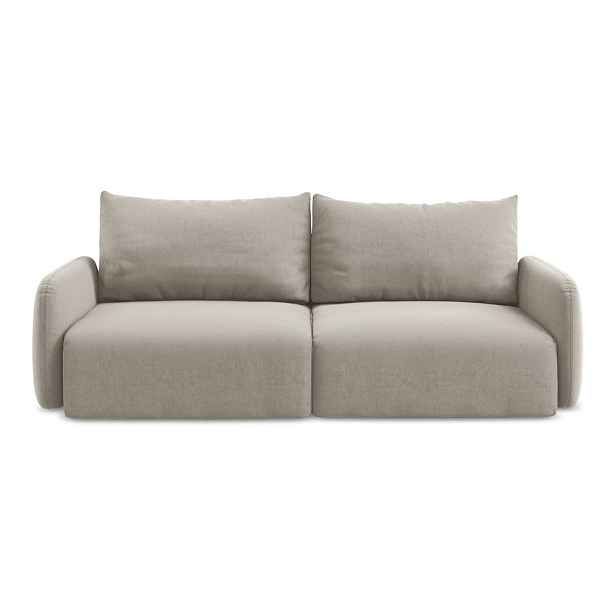 Taupe sametová rozkládací/s úložným prostorem pohovka 238 cm Kalena – Makamii