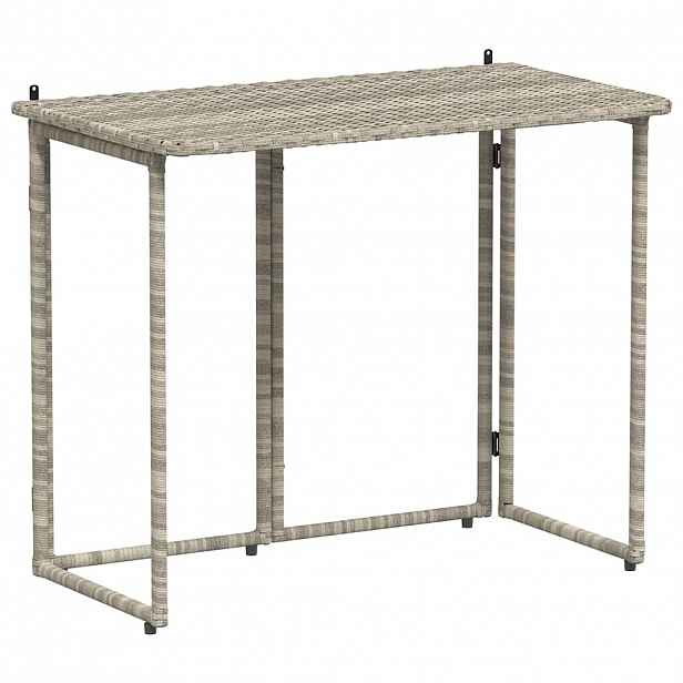 vidaXL Skládací zahradní stůl světle šedý 90x51x75 cm Poly ratan