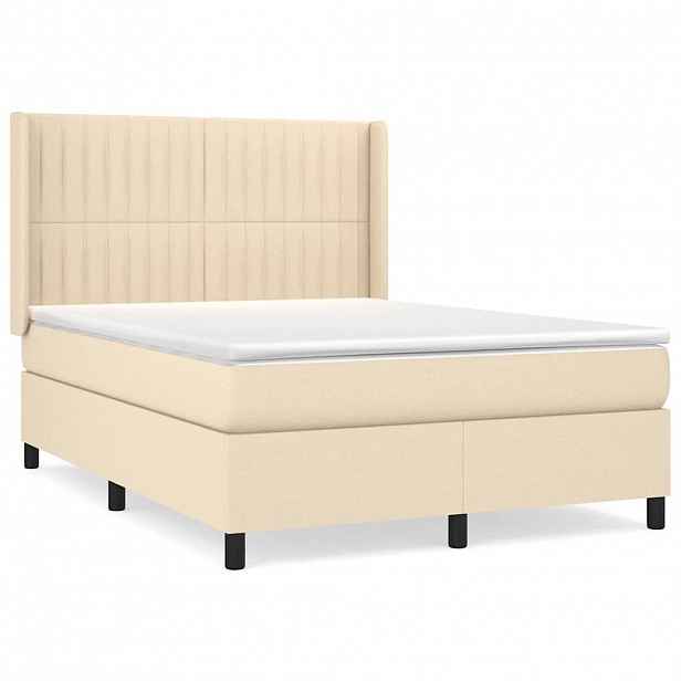 vidaXL Box spring postel s matrací krémová 140x190 cm textil