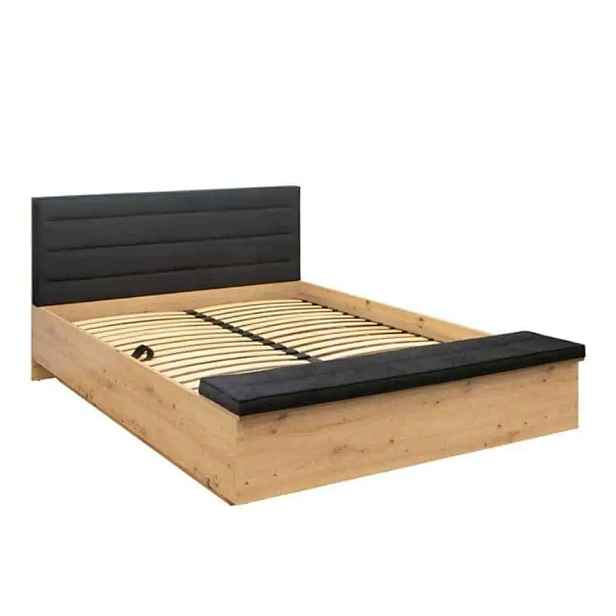 BRW OSTIA postel LOZ/160/B, dub artisan/černá