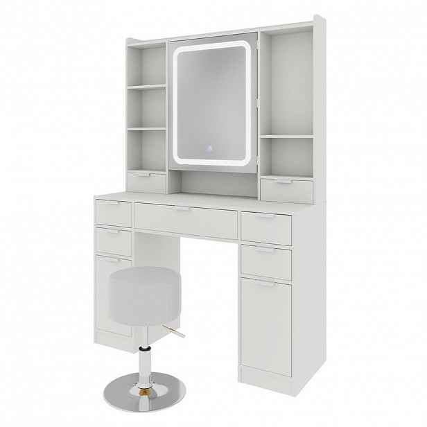 Vicco TOALETNÍ STOLEK Solea Bílá 105 cm se zrcadlem LED a stoličkou