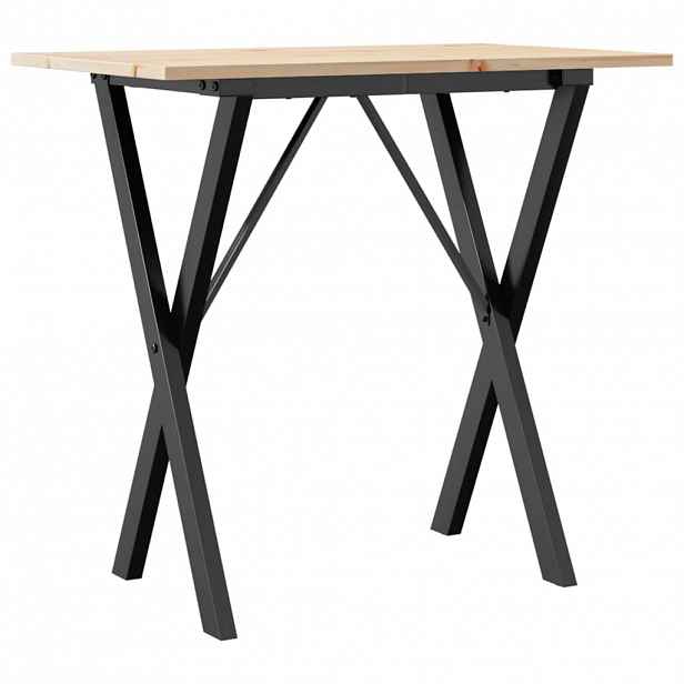 vidaXL Jídelní stůl s X rámem 80 x 50 x 75 cm borové dřevo a ocel