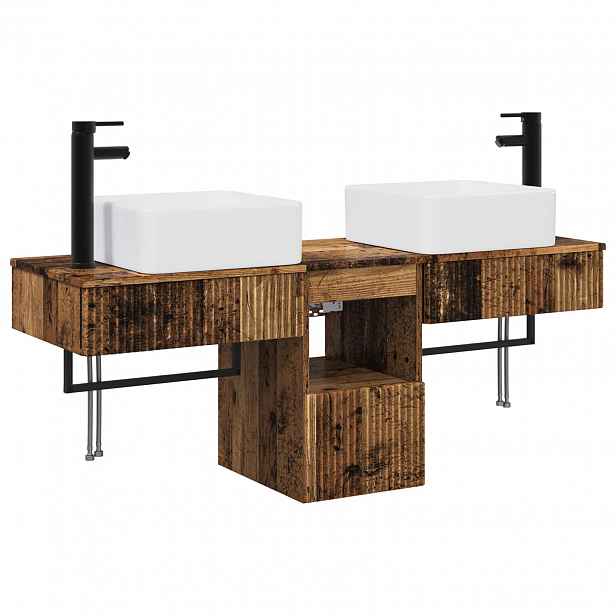vidaXL Sada koupelnových skříněk 3 ks Staré dřevo 136 x 35 x 80 cm