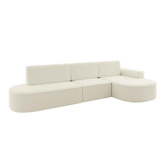 ALTDECOR ROHOVÁ SEDAČKA s funkcí spaní a otomanem, pravá MARI-L2-S 368x167x85 Béžová Buklé