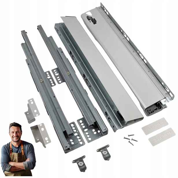 Šuplík Hafele Matrix S35 450 mm nízká H-84 Nosnost 35 kg Šedá