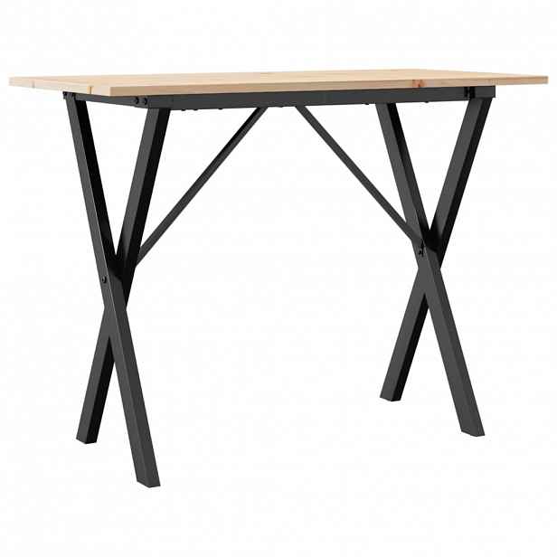 vidaXL Jídelní stůl s X rámem 100 x 50 x 75 cm borové dřevo a ocel