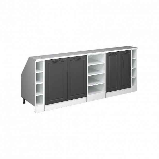 Vicco ŠATNÍ SESTAVA PRO ŠIKMÉ STŘECHY Rion Antracitový venkovský dům 210 cm Sada 5 korpusů skříně hloubka 60 cm