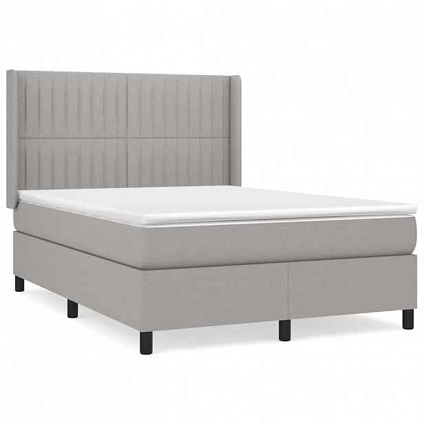 vidaXL Box spring postel s matrací světle šedá 140 x 200 cm textil