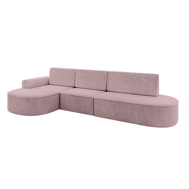 ALTDECOR ROHOVÁ SEDAČKA s funkcí spaní a otomanem, levá MARI-L2-S 368x167x85 Růžová Manšestr