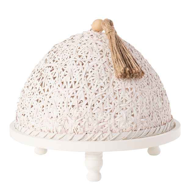 Bílý dřevěný podnos s poklopem Hood - Ø30 * 25 cm J-Line by Jolipa