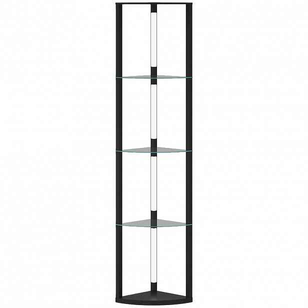 HOMCOM STOJACÍ lampa MDF sklo černá