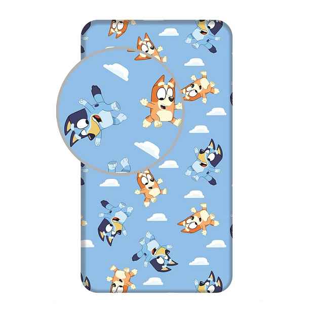 Modré napínací bavlněné dětské prostěradlo na jednolůžko 90x200 cm Bluey – Jerry Fabrics