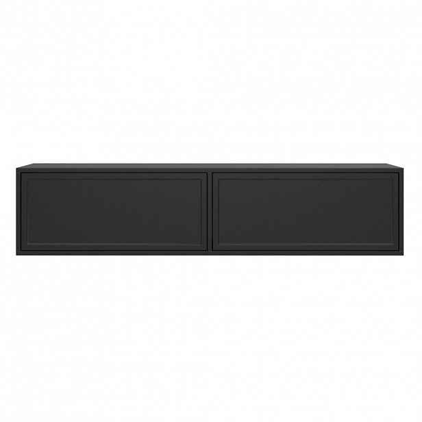 Selsey TV stolek Velveto zavěšené se dvěma klopami, Černý, 140cm