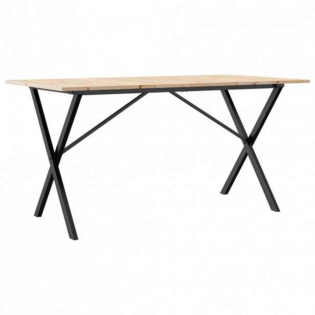 vidaXL Jídelní stůl s X rámem 160 x 80 x 75 cm borové dřevo a ocel