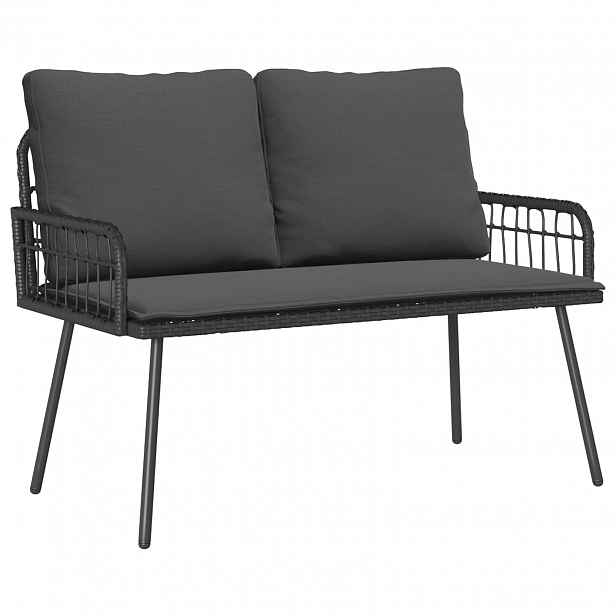vidaXL Zahradní lavice s polštářem Antracit 114 x 64 x 90cm Ocel