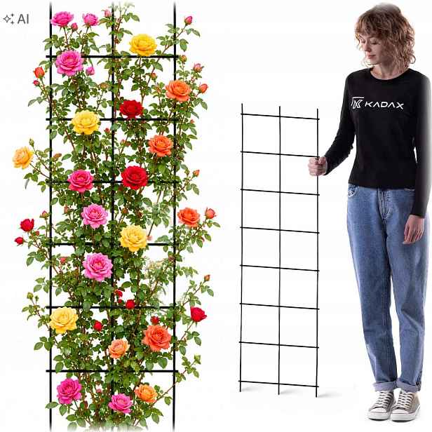 Zahradní Mřížka 35x120 cm Kovová Pro Květinové Rostliny Žebřík Na Popínavé Rostliny Silná