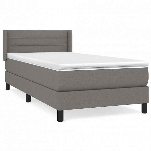 vidaXL Box spring postel s matrací tmavě šedá 90x190 cm textil