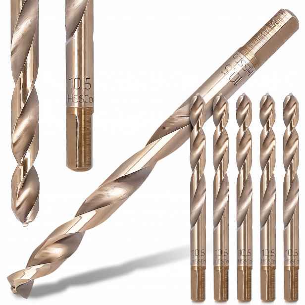 5x Vrtáky do kovu 10,5 mm Milwaukee Kobaltové Hss-g Nerezové oceli Mo R6