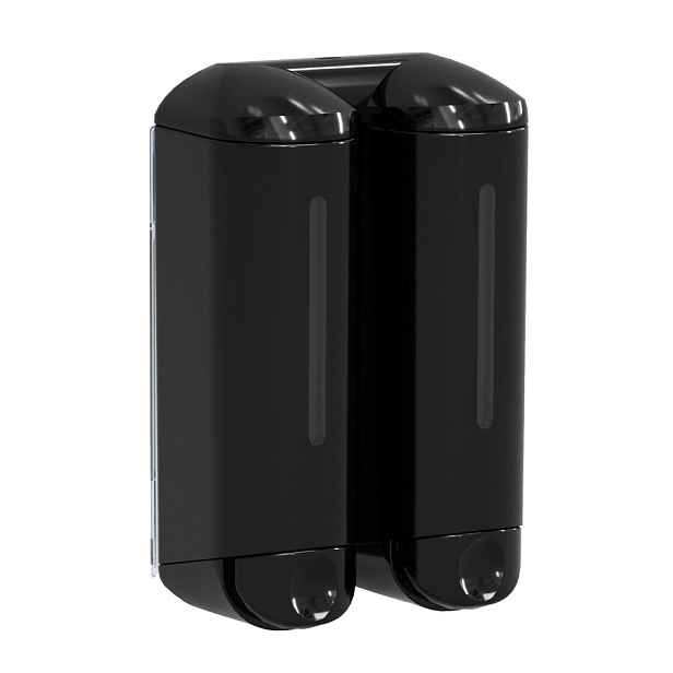 MARPLAST SHOWER MEDIUM dvojitý dávkovač tekutého mýdla, 2x250ml, černá