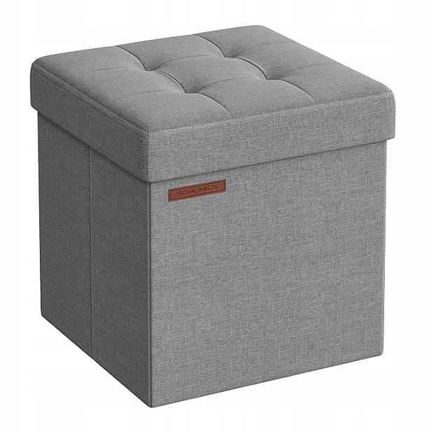 Taburet S Úložným Prostorem Songmics 38×38×38 CM 43 L Skládací Do 300 Kg Šedá