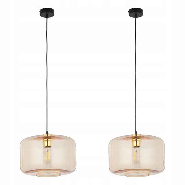 Tk Lighting Sada 2x lustr Závěsná lampa Kov Černá E27 15W