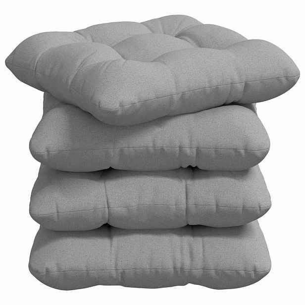 vidaXL Polštáře na sedadla 4 ks Textil Oblačno šedá 40 x 40 x 12 cm