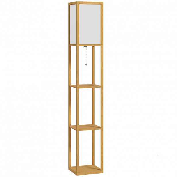 HOMCOM STOJACÍ lampa z MDF, barva červený buk + bílá