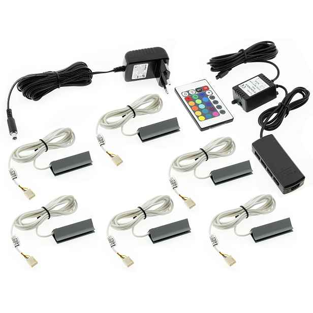 Sada 6 x Led klip Pvc Rgb pro polic skla klipy