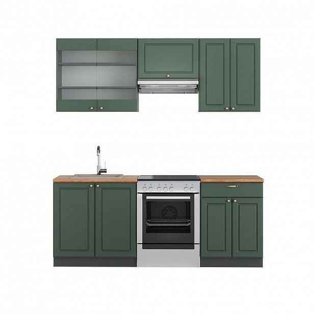 Vicco KUCHYŇSKÝ KOUT Fame-Line Zeleno-zlatá Country House/Anthracite 200 cm , PD Dub