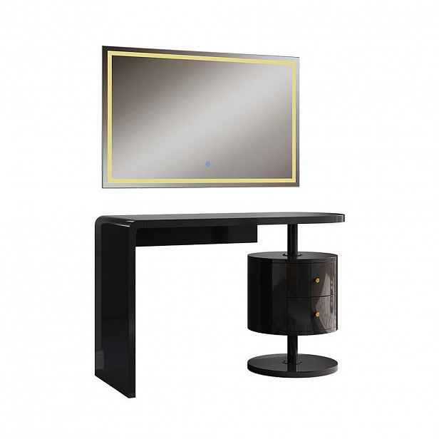 Vicco TOALETNÍ STOLEK Lara Černý vysoký lesk 120 cm se zrcadlem LED