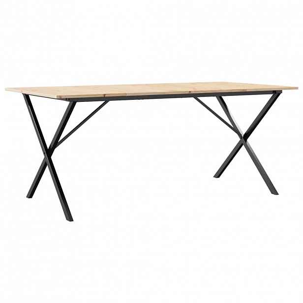vidaXL Jídelní stůl s X rámem 180 x 90 x 75 cm borové dřevo a ocel