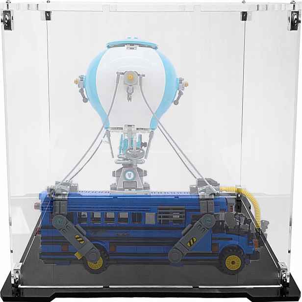 Vitrína s černou základnou pro stavebnici Lego 77073 Fortnite Bojový autobus
