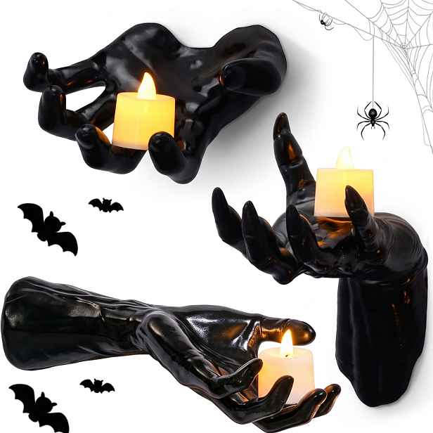 3 Ks Nástěnná Lampa Dlaň Styl Hororová Dekorace Na Halloween Černá