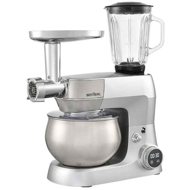 Multifunkční kuchyňský robot BestBerg BBR-1900S / 1900 W / 5 l / 12 rychlostí / stříbrná