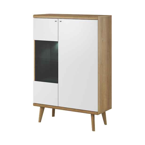 Piaski Vitrína Primo 90 cm dub Riviéra/bílá