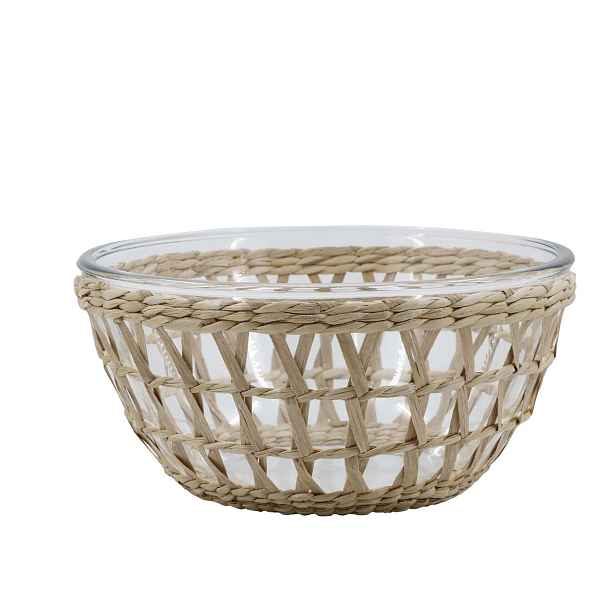 Skleněná mísa v proutěném košíku Typha - Ø 23*11 cm  Chic Antique