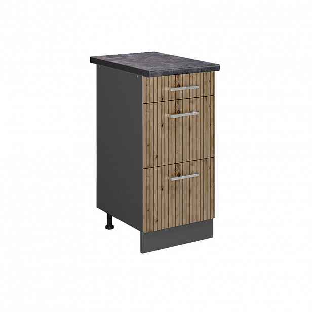 Vicco SPODNÍ SKŘÍŇKA KUCHYŇSKÉ LINKY R-Line Řemeslný dub 40 cm se zásuvkami, PD Antracit